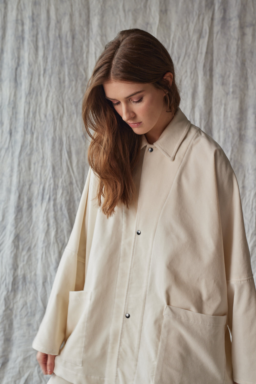 Veste chemise oversize - Velours ivoire
