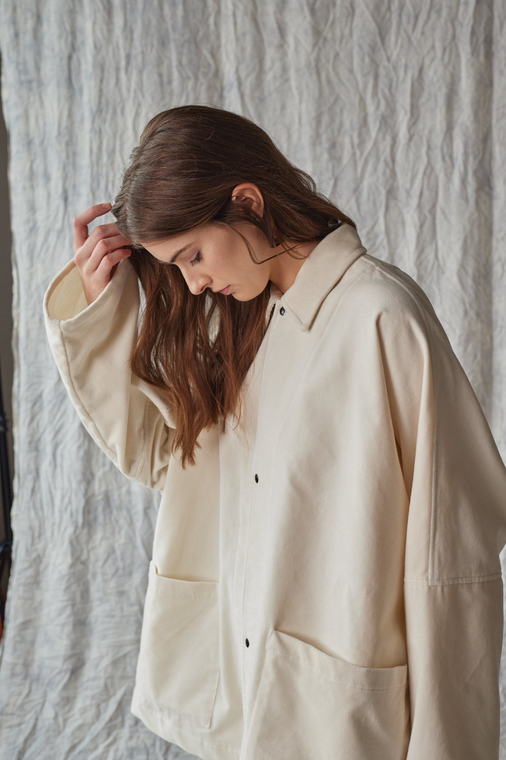 Veste chemise oversize - Velours ivoire