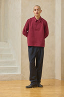 Lapped Collar Long-Sleeve - Cranberry