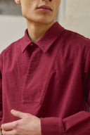Lapped Collar Long-Sleeve - Cranberry