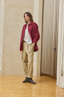 Oversized Snap Shirt - Cranberry