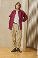 Oversized Snap Shirt - Cranberry