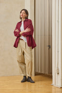 Oversized Snap Shirt - Cranberry