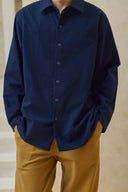 Oversized Snap Shirt - Ink Blue