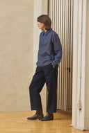 Lapped Collar Long-Sleeve - Indigo Twill