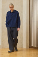 Lapped Collar Long-Sleeve - Ink Blue