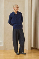 Lapped Collar Long-Sleeve - Ink Blue