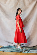 Cropped Split Tee - Tomato Sample