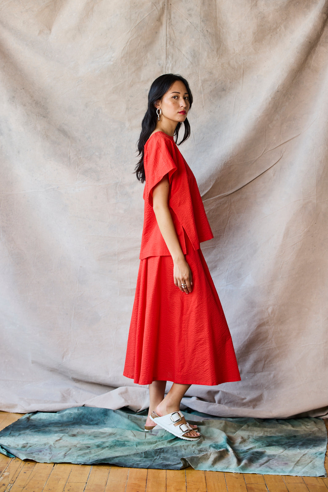 Cropped Split Tee - Tomato