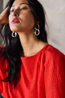 Cropped Split Tee - Tomato Sample