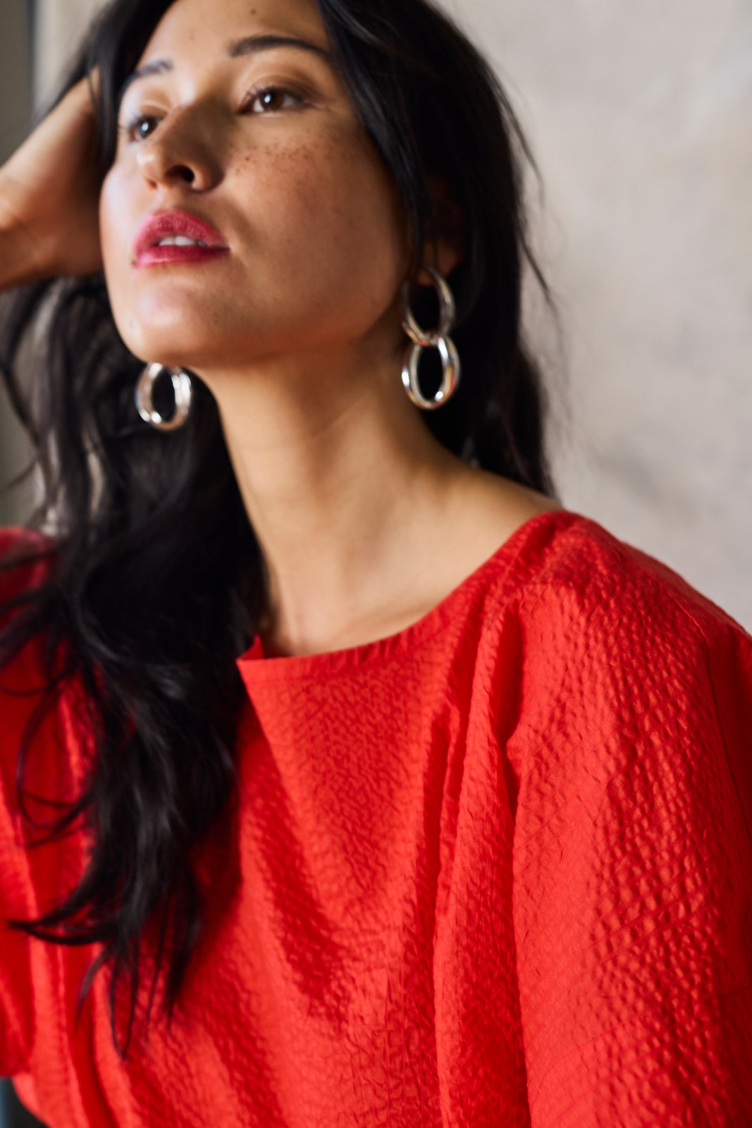 Cropped Split Tee - Tomato