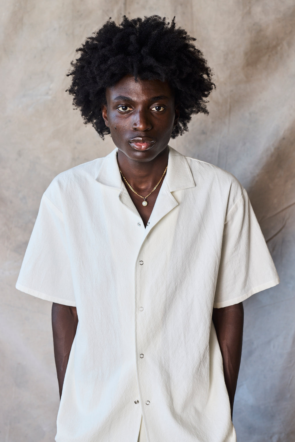 Slim Camp Collar Shirt - Marine