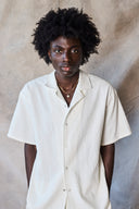 Chemise slim à col camp - Marine