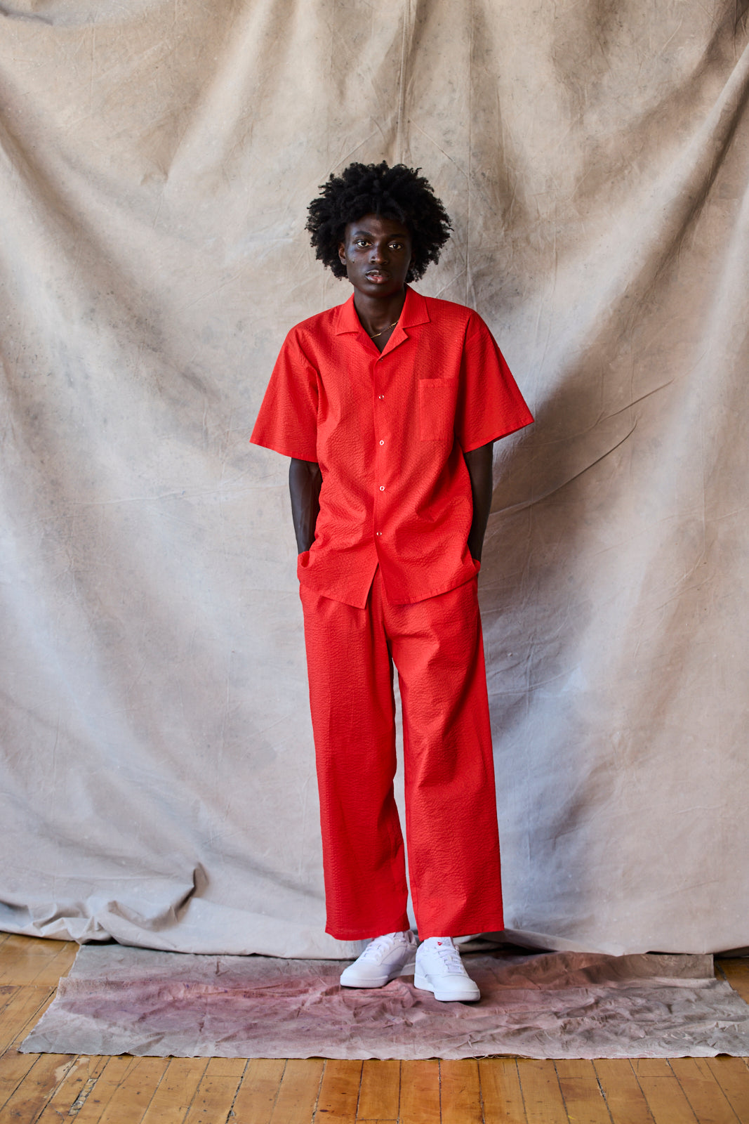 Slim Camp Collar Shirt - Tomato