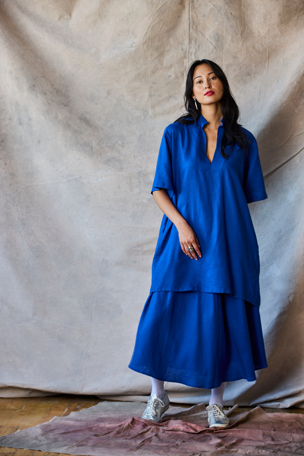 Collared Pullover Dress - Lapis