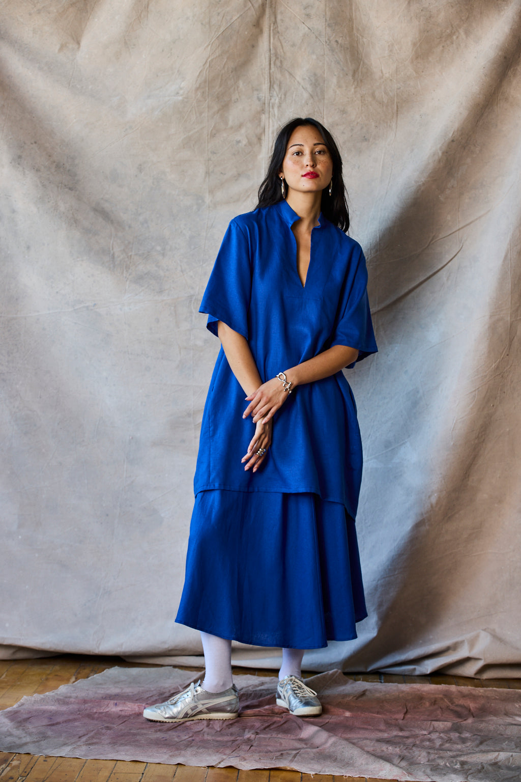 Collared Pullover Dress - Lapis