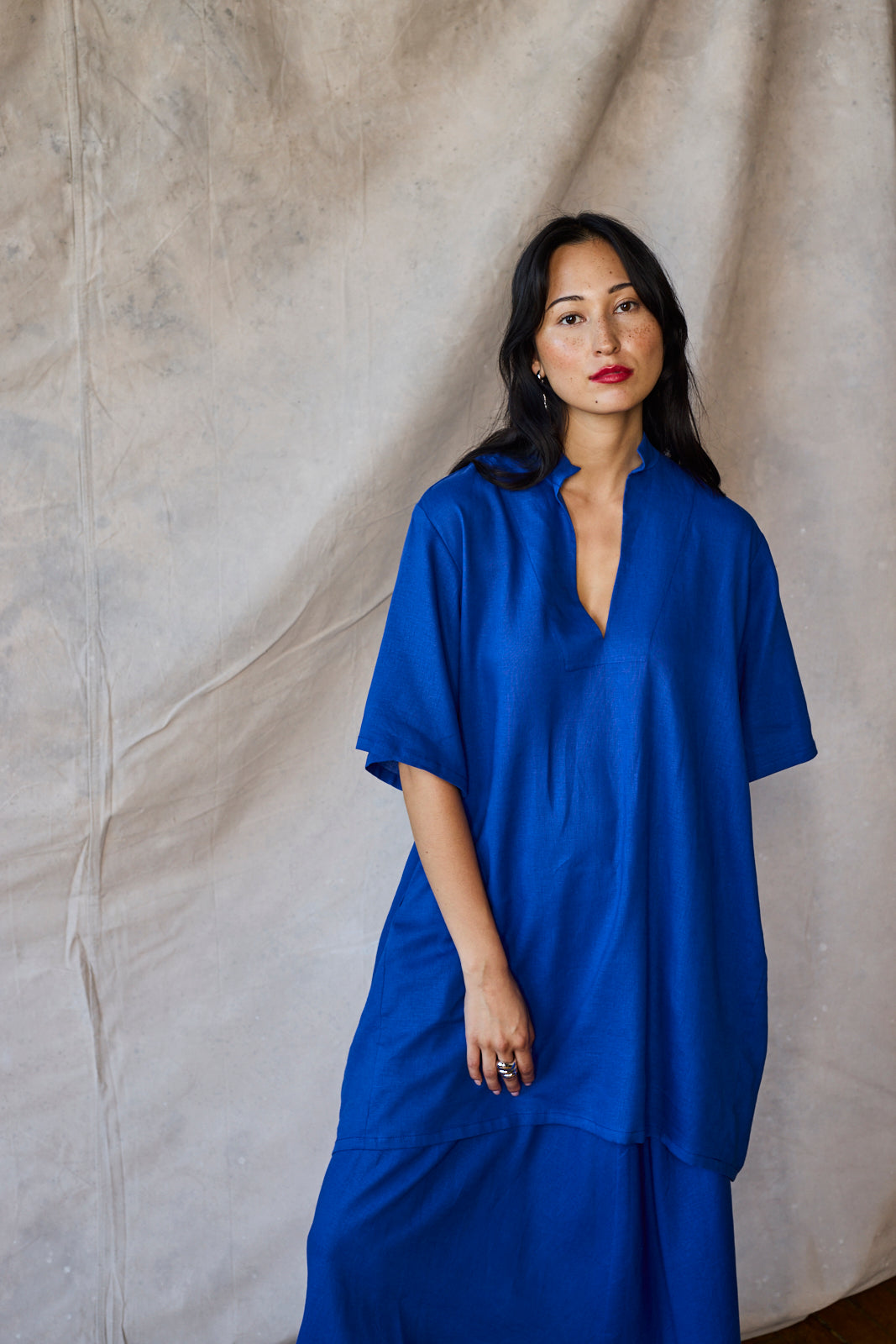 Collared Pullover Dress - Lapis