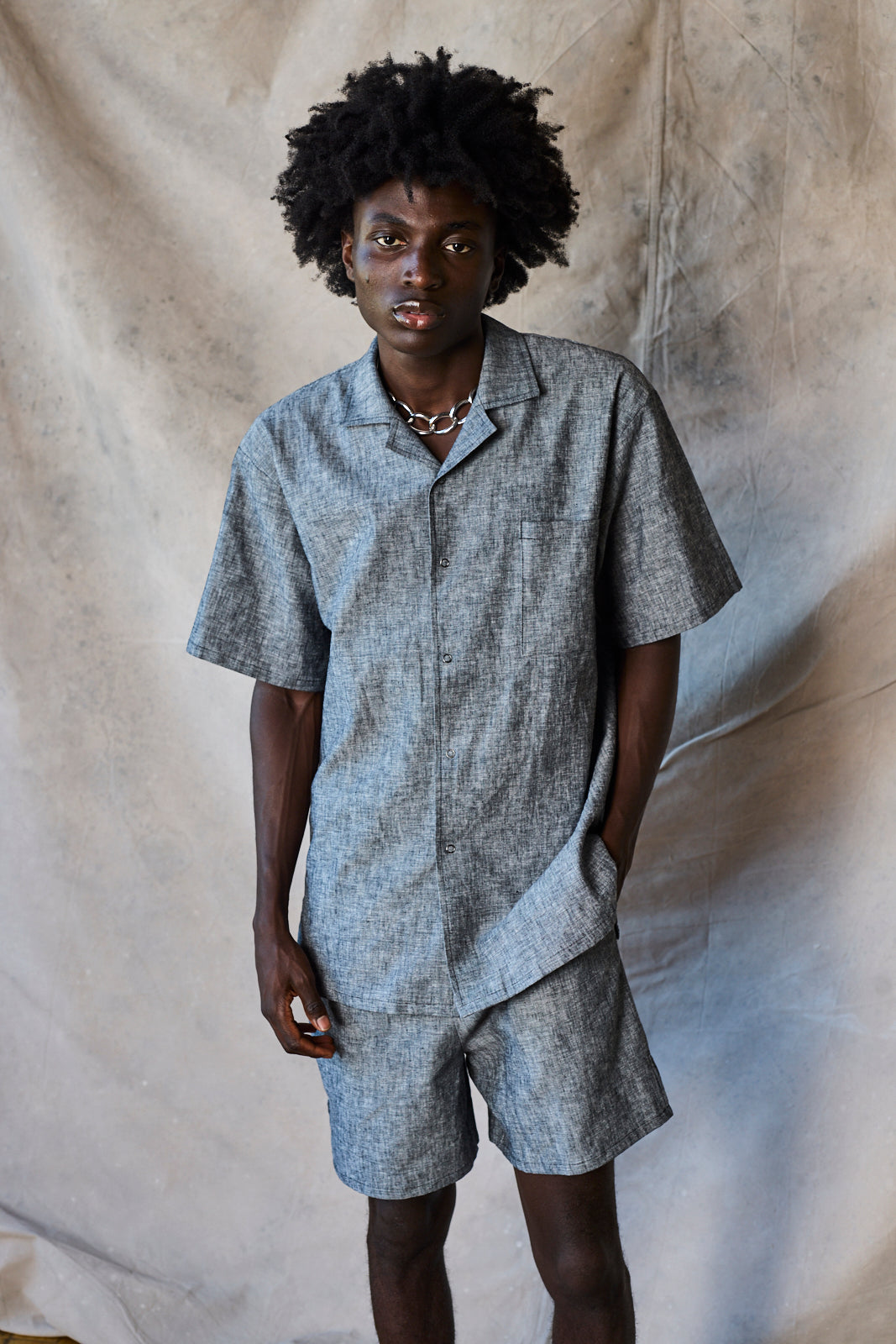 Slim Camp Collar Shirt - Static