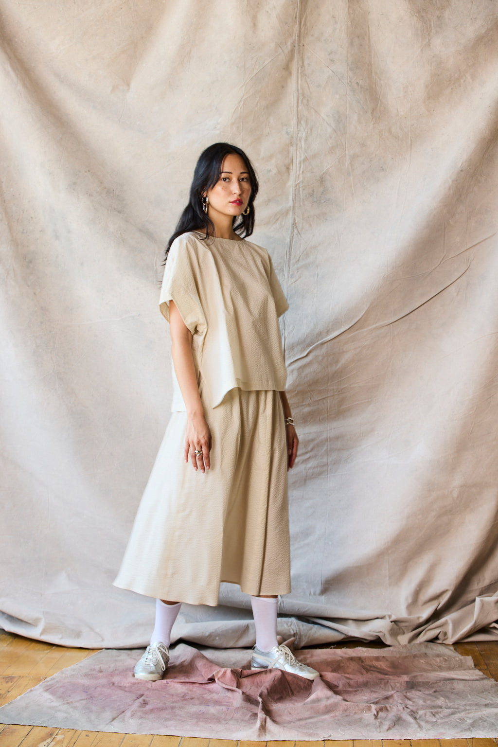 Flared Midi Skirt - Oat