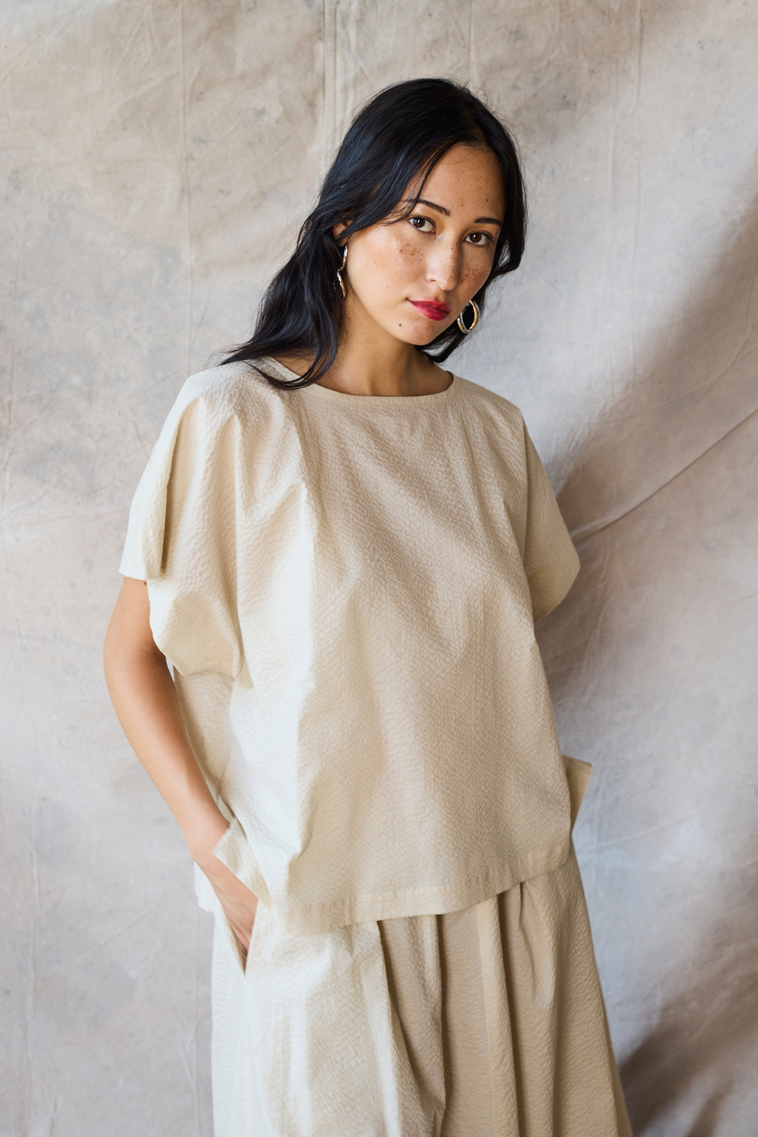 Cropped Split Tee - Tomato
