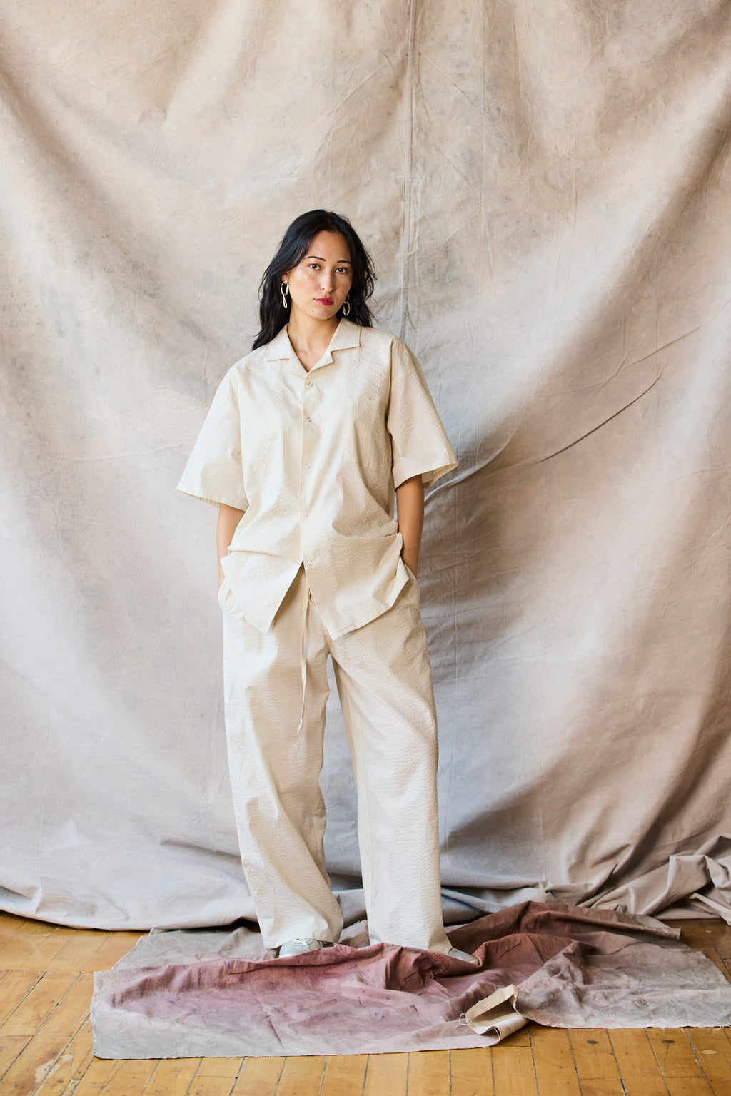 Slim Camp Collar Shirt - Oat