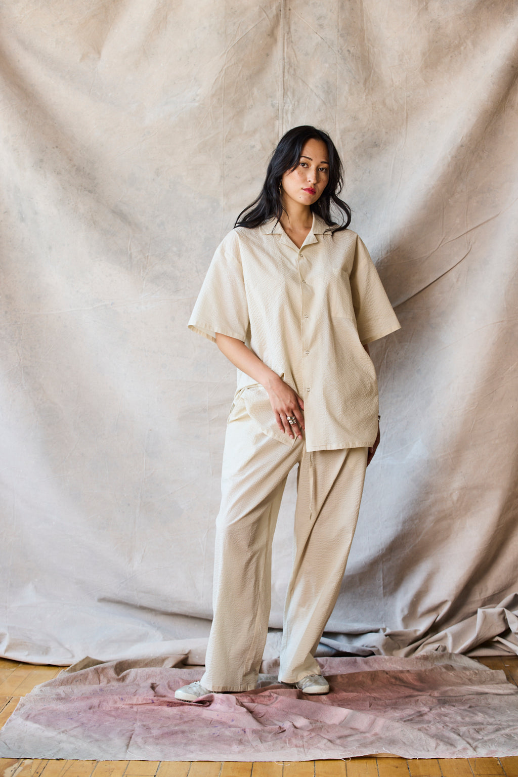 Slim Camp Collar Shirt - Oat