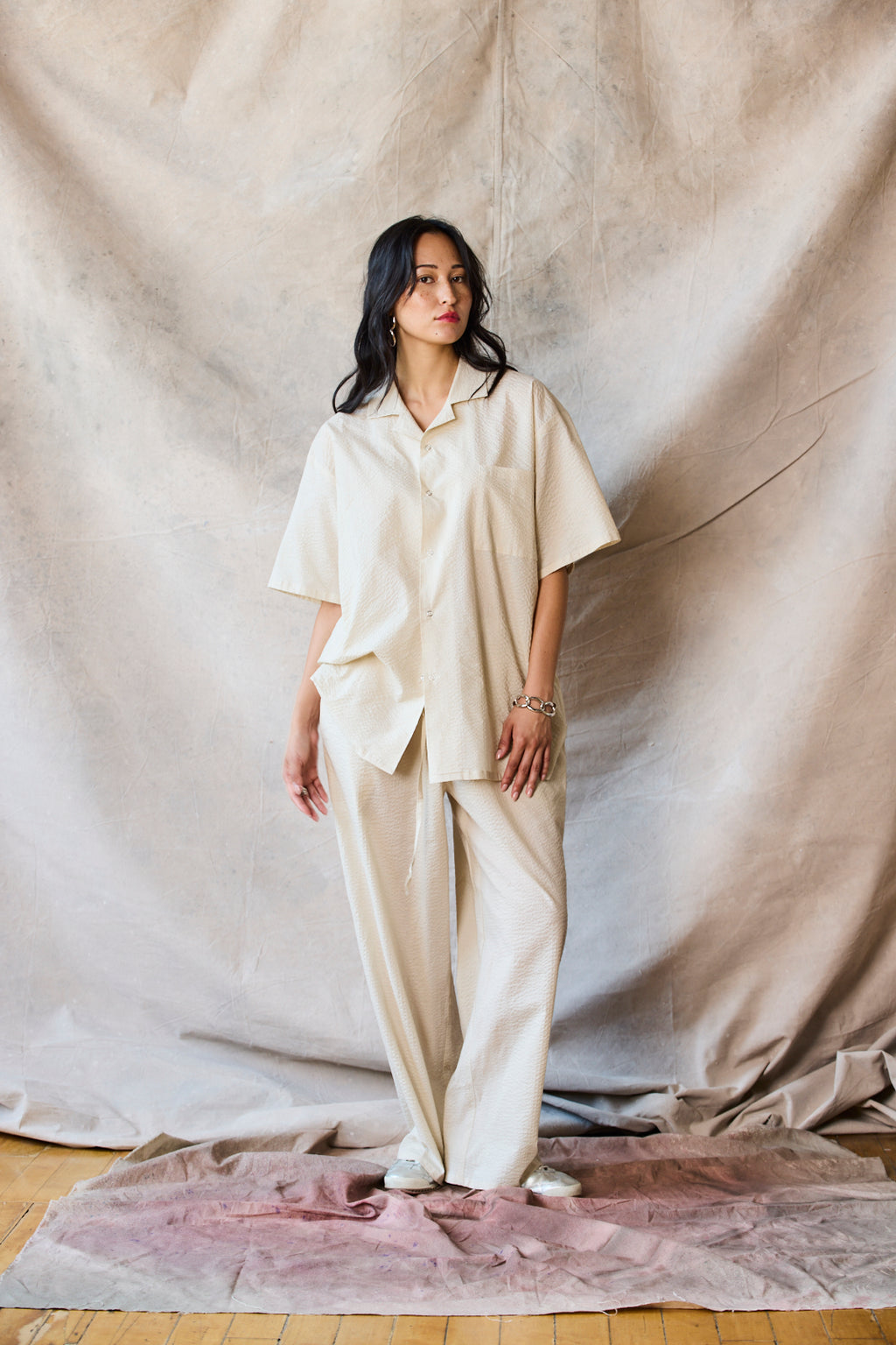 Slim Camp Collar Shirt - Oat