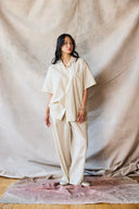 Chemise slim à col camp - Avoine