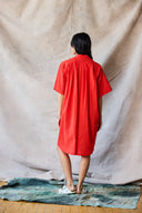 Collared Pullover Dress - Tomato