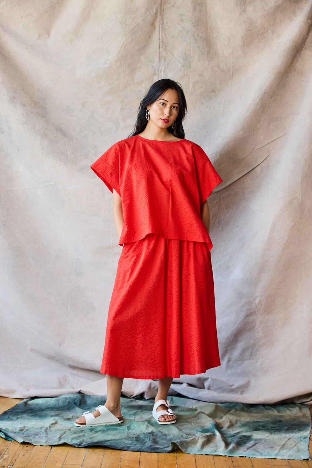 Cropped Split Tee - Tomato