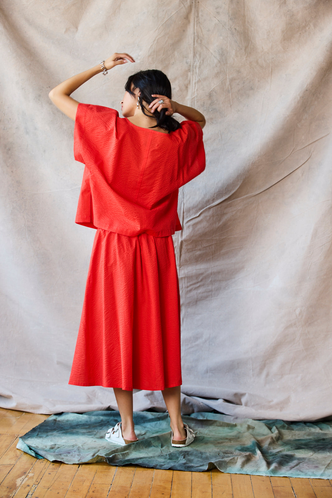 Cropped Split Tee - Tomato
