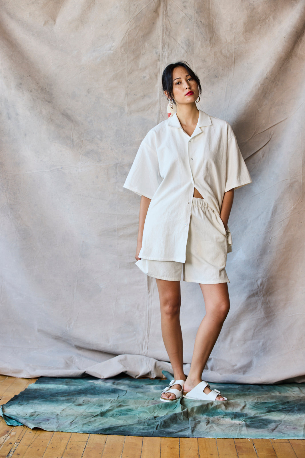 Slim Camp Collar Shirt - Parchment