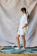 Chemise slim à col camp - Marine