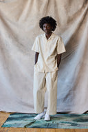 Chemise slim à col camp - Avoine