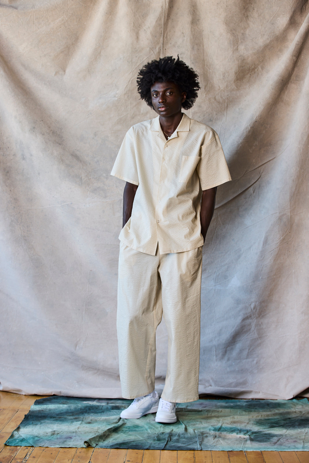 Slim Camp Collar Shirt - Oat