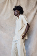 Chemise slim à col camp - Avoine