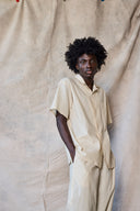 Chemise slim à col camp - Avoine