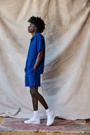 Chemise slim à col camp - Marine