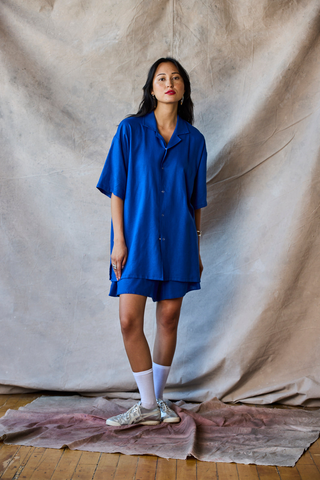 Slim Camp Collar Shirt - Lapis
