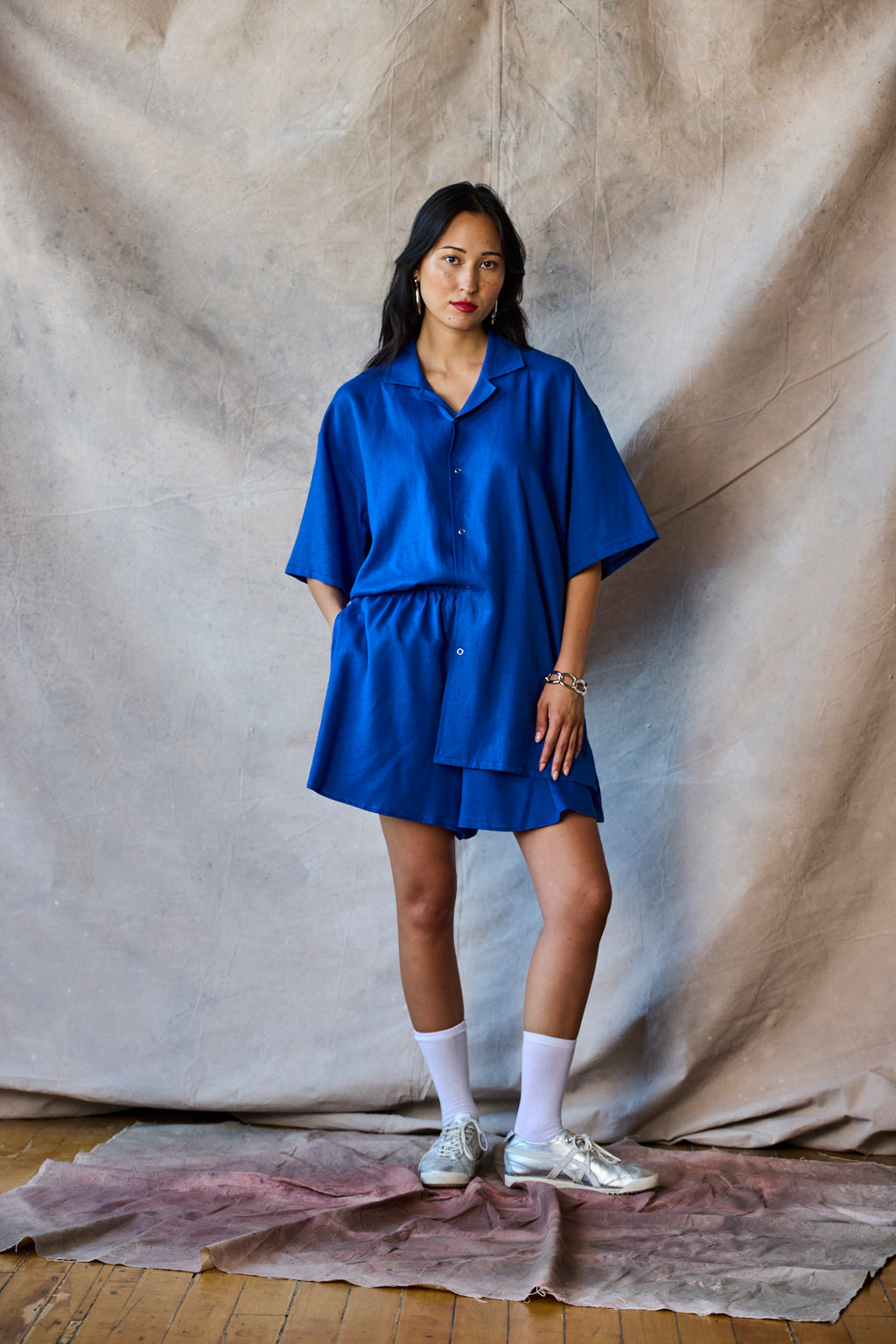 Slim Camp Collar Shirt - Lapis