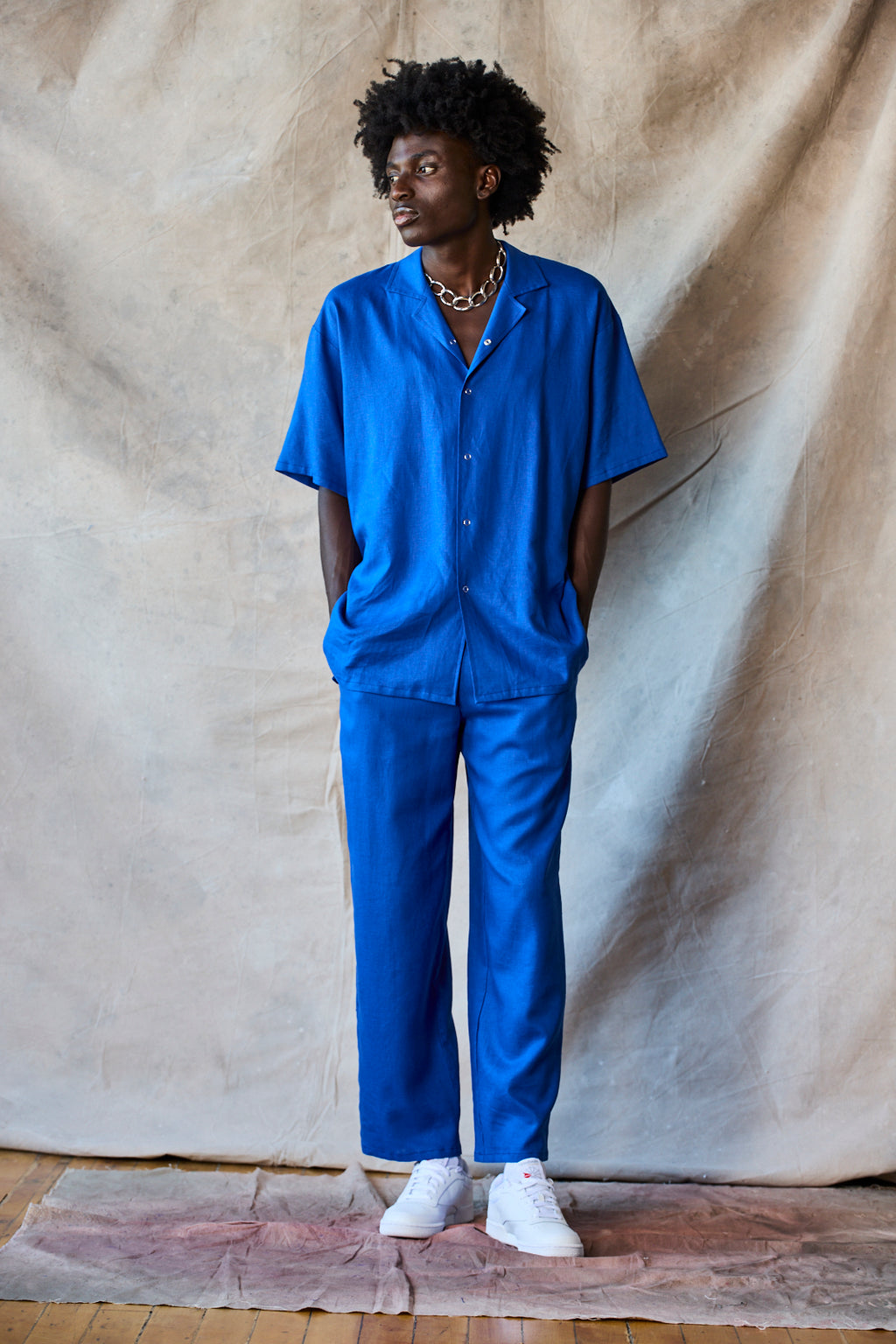 Slim Camp Collar Shirt - Lapis