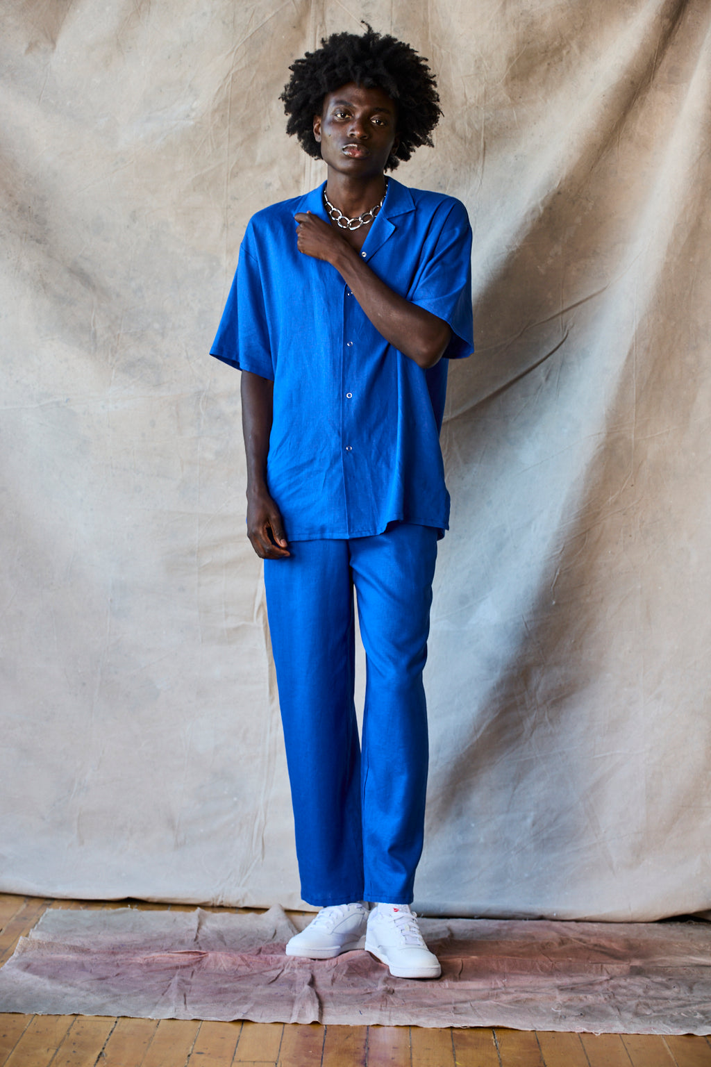 Slim Camp Collar Shirt - Lapis