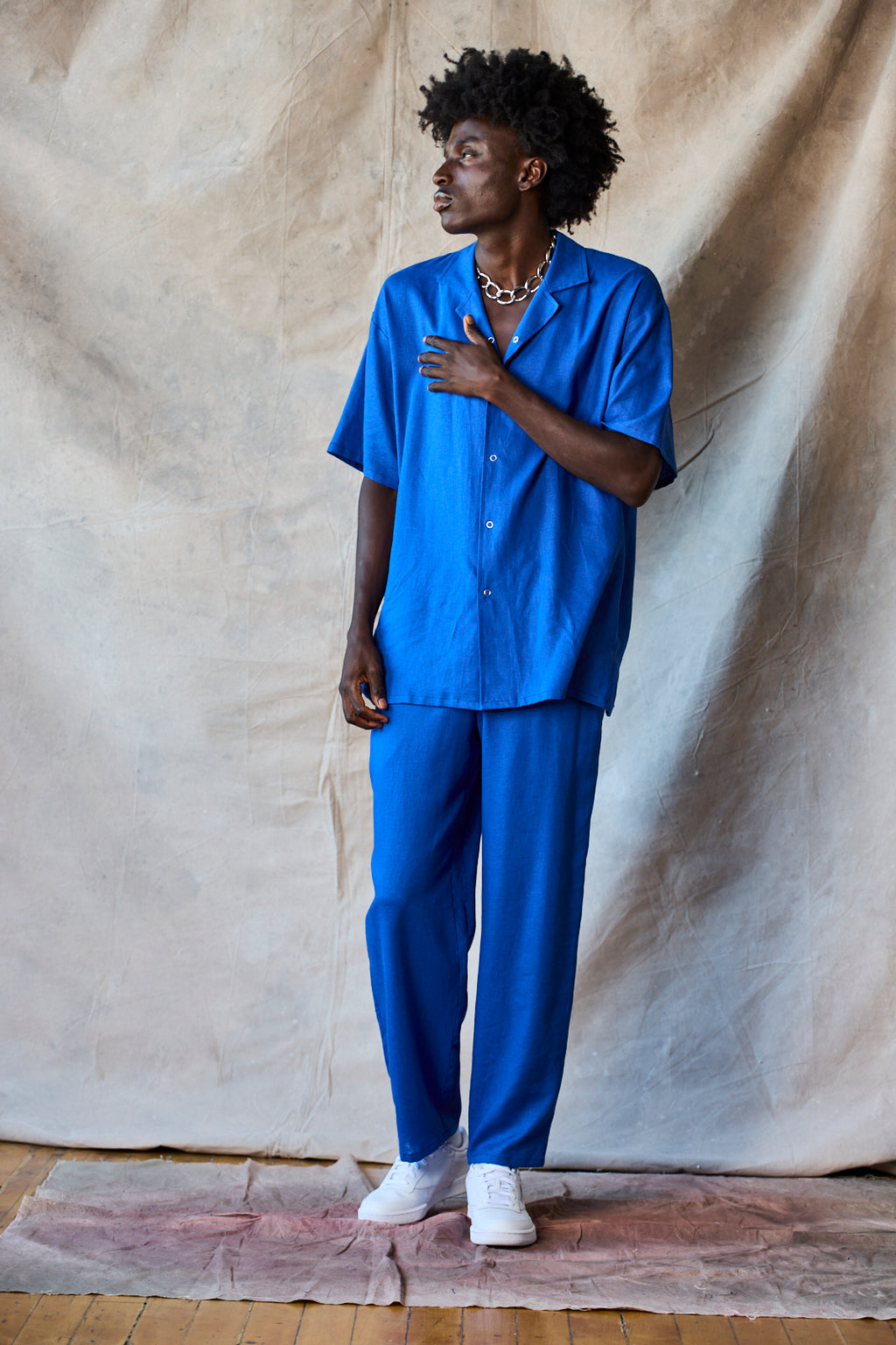 Slim Camp Collar Shirt - Lapis