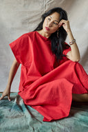 Cropped Split Tee - Tomato Sample