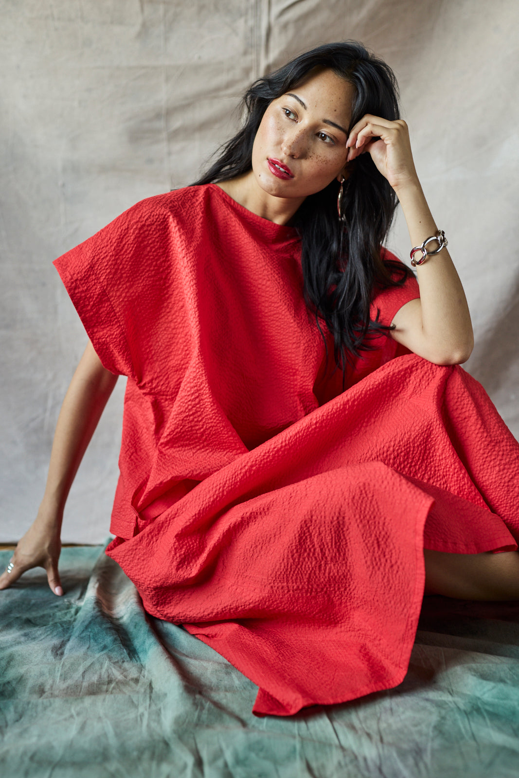 Cropped Split Tee - Tomato