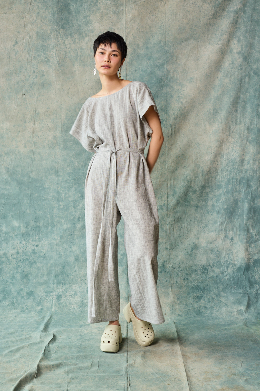 Tie Back Jumpsuit - Oyster