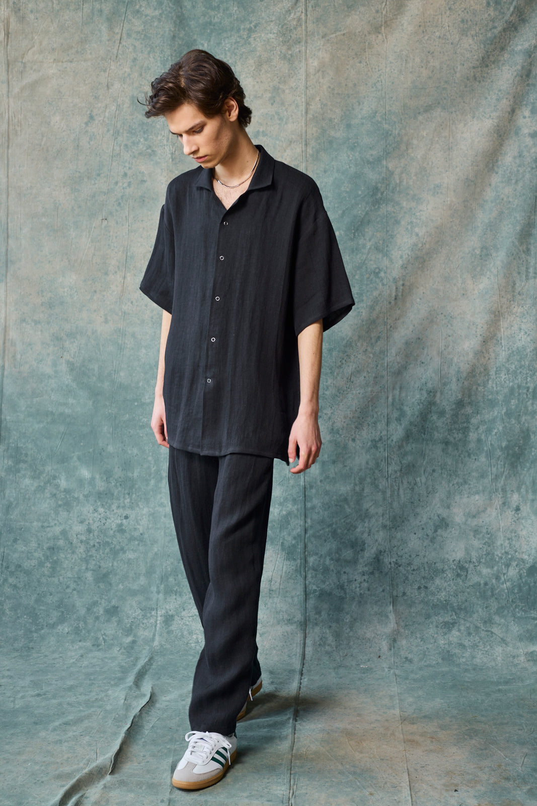 Column Pant - Black Linen