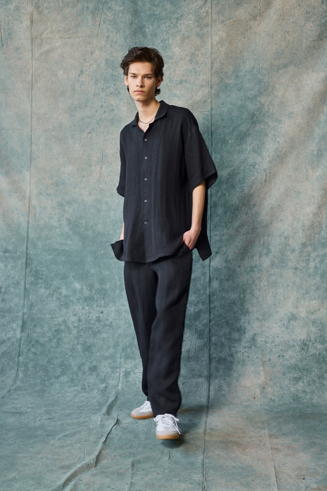 Column Pant - Black Linen