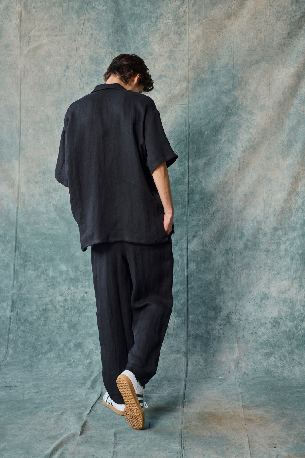 Column Pant - Black Linen