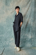 Column Pant - Black Linen